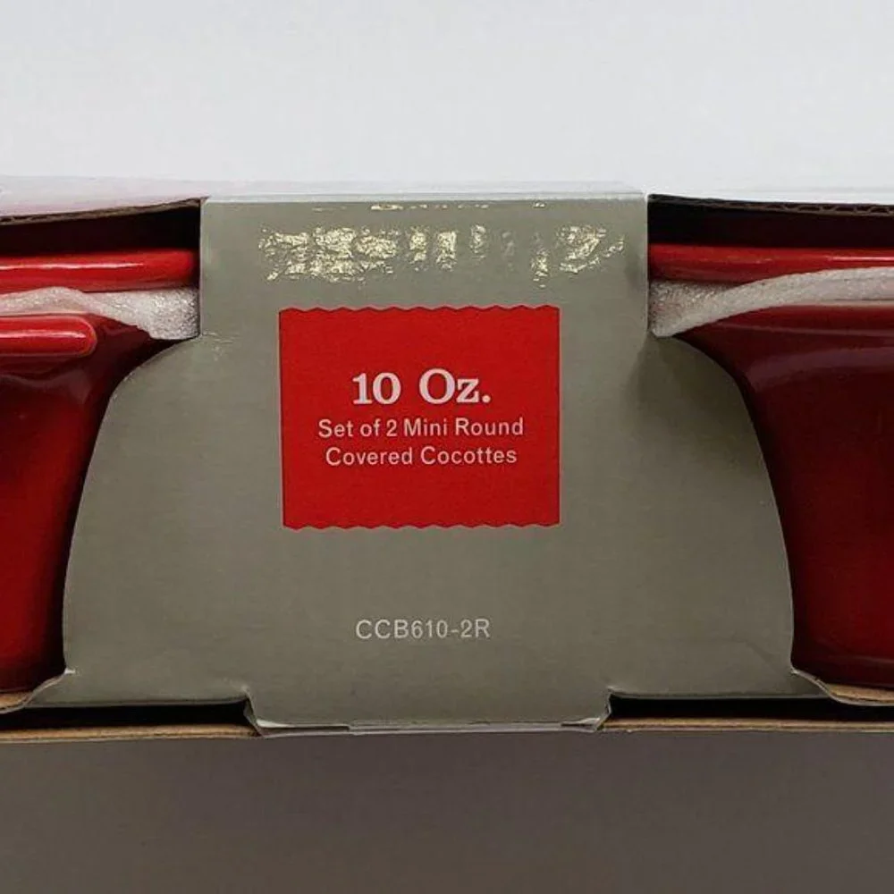 CUISINART Chefs Classic Mini Round Covered Cocottes Bakeware in Red Set of Two